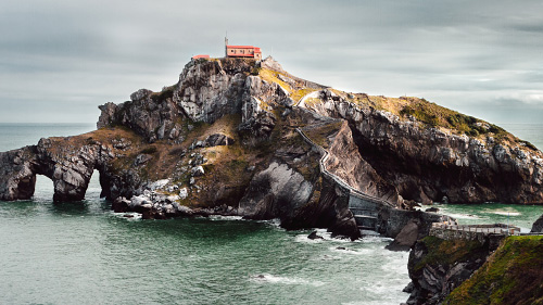 Szenerie Insel Felsen einsames Haus